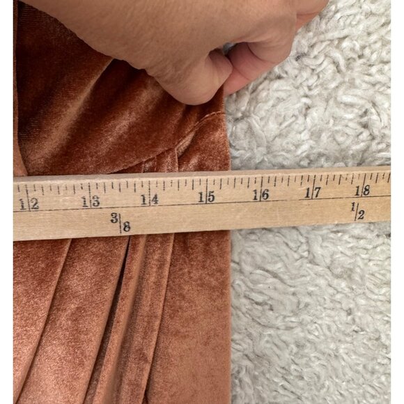 Elegant One-Shoulder Brown Velvet Dress - Picture 7 of 9